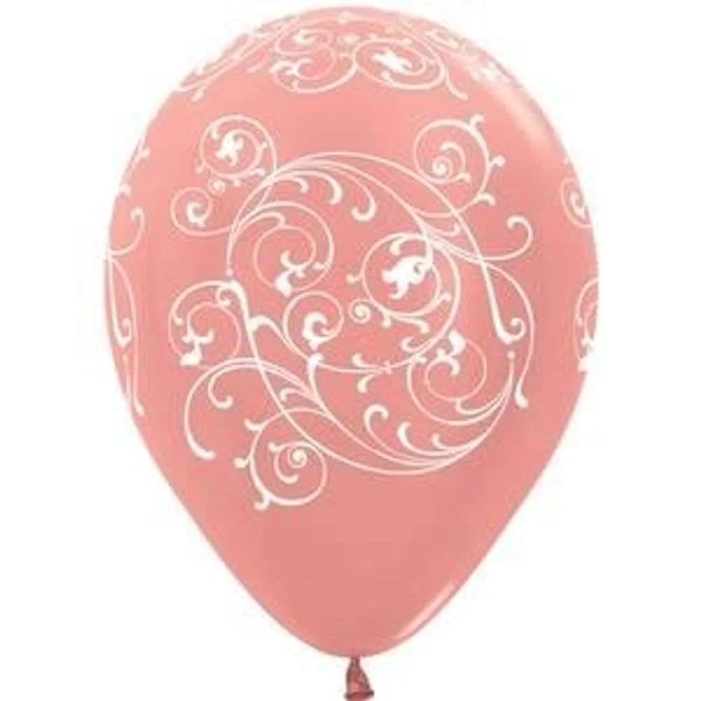 11" Filigree Around Rose Gold Latex Balloons (50ct)
