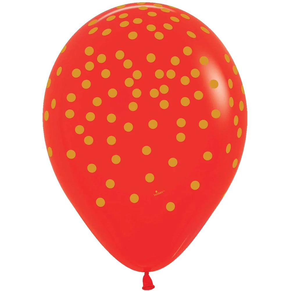 11" Gold Confetti Around Red Latex Balloons (50ct)