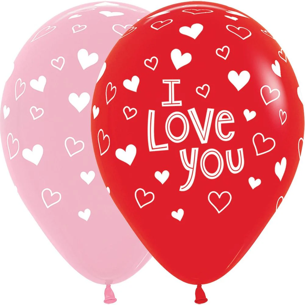 11" Love You Hearts Assorted Latex Balloons (50ct)