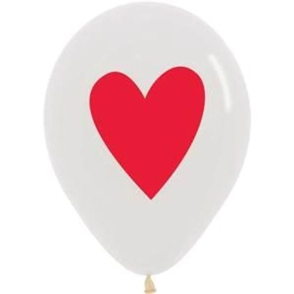 11" Red Heart On Clear Latex Balloons (50/Bag)