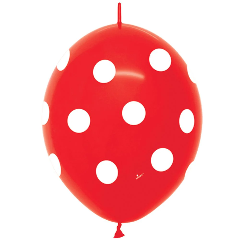 12" POLKA DOTS RED LINK-O-LOON