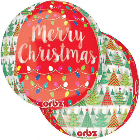 15" CHRISTMAS TREES & LIGHTS CLEAR ORBZ