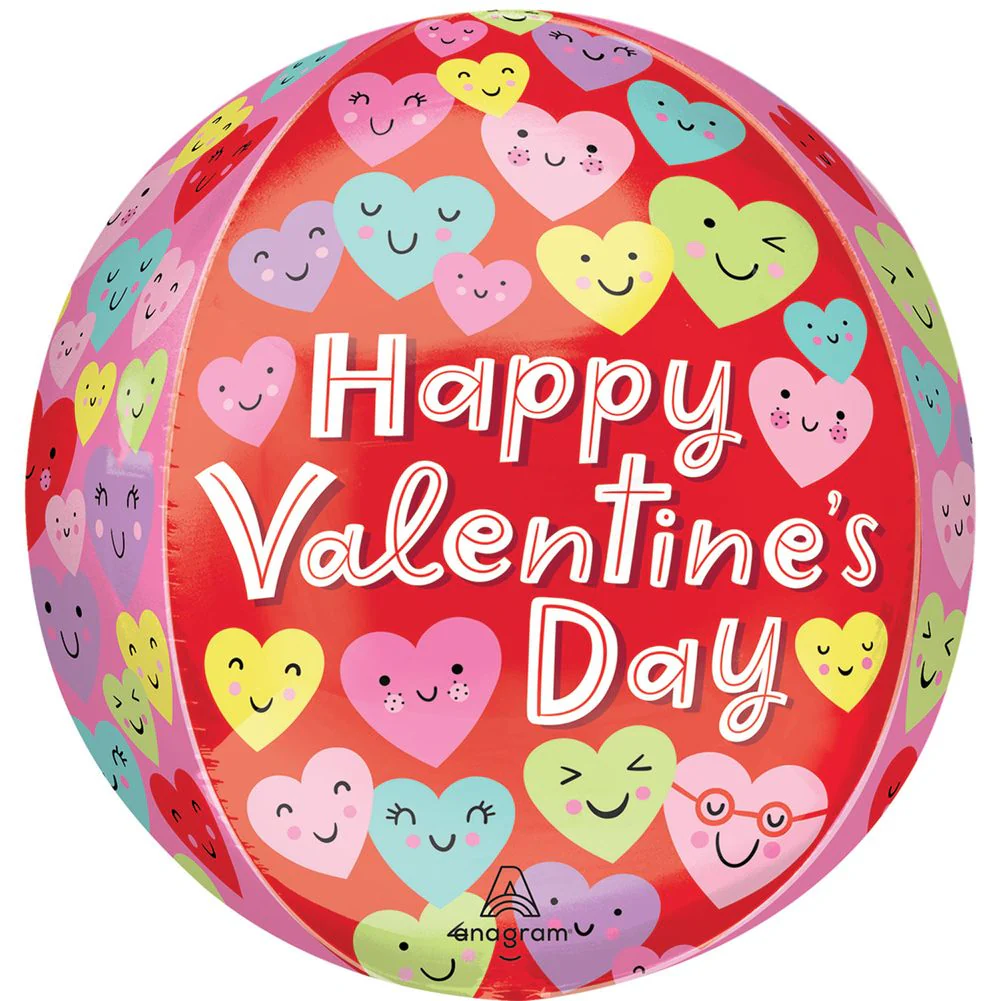 16" Valentine Happy Hearts Orbz Foil Balloon (1ct)