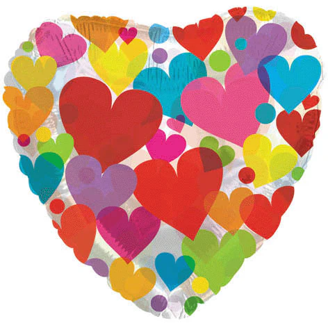 18" Colorful Heart Pattern Clear