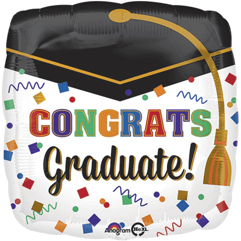 18" CONFETTI GRADUATE HX
