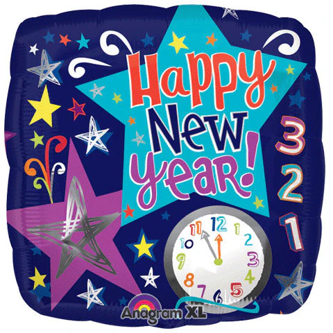 18" Count Down New Year Stars Foil Balloon