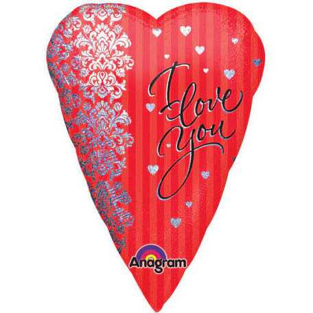 18" Damask I Love You Junior Shape Holographic