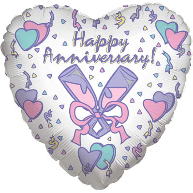 18" Happy Anniversary Silver Lining