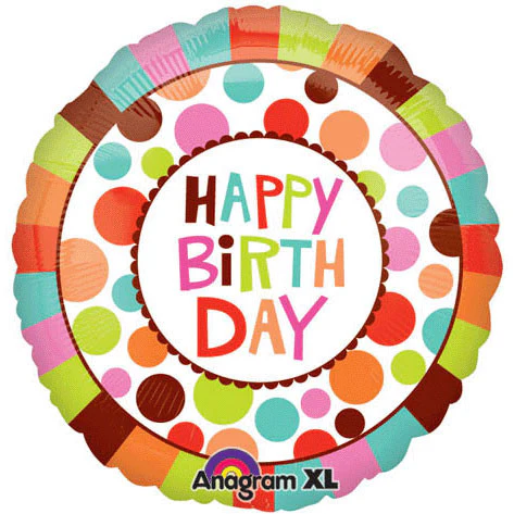 18" Happy Birthday Dots Flat - Image 2
