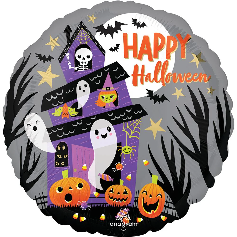 18" HAPPY HALLOWEEN HAUNTED HOUSE HX