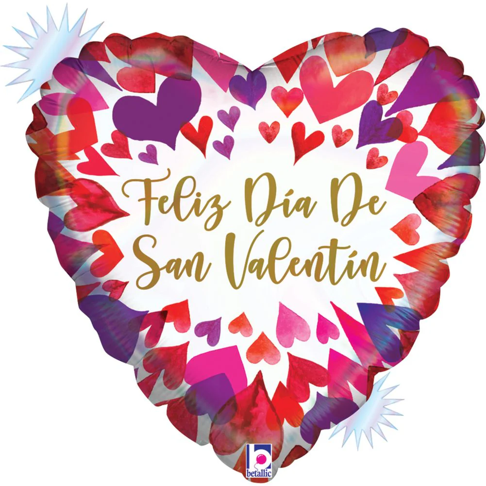 18" Opalo Ombre Glitter Holographic San Valentin Heart Foil Balloon (1ct)