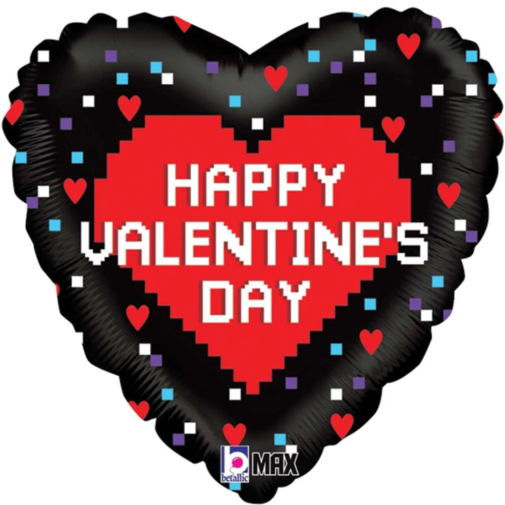 18" Pixel Valentine Max Float Heart Foil Balloon (1ct)
