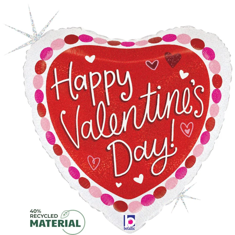 18" Pom Pom Valentine Glitter Holographic Foil Balloon (1ct)