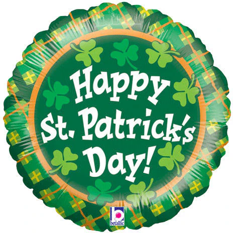18" St. Patrick's Plaid Foil Balloon