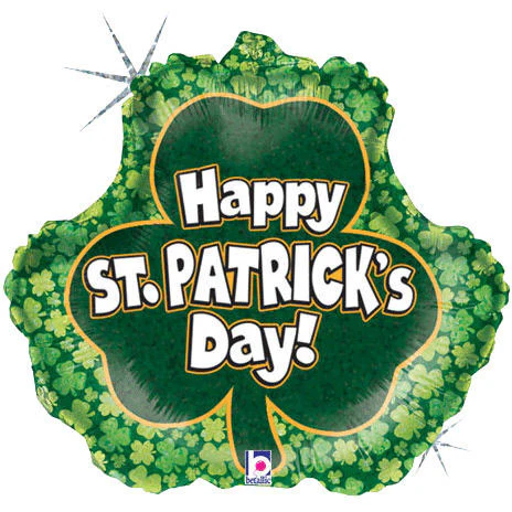 18" St. Patrick's Day Shamrock Holographic Foil Balloon
