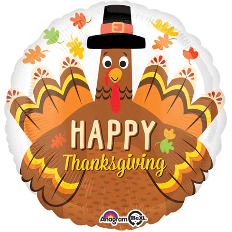 18" Thanksgiving Pilgrim Turkey Foil Balloon