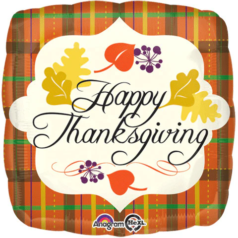 18" Thanksgiving Plaid Foil Balloon