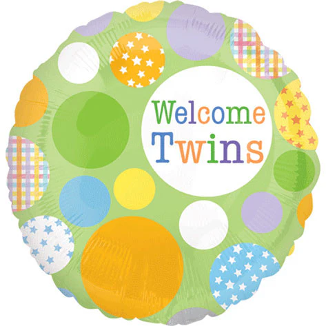 18" Welcome Twins Pattern Dots Vlp Hx