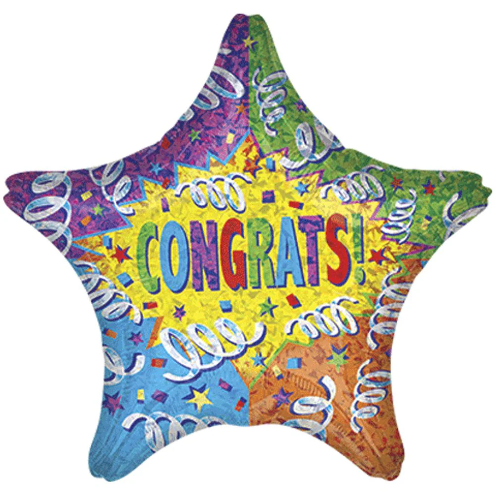 19" CONGRATS STREAMER EXPLOSION HOLOGRAPHIC