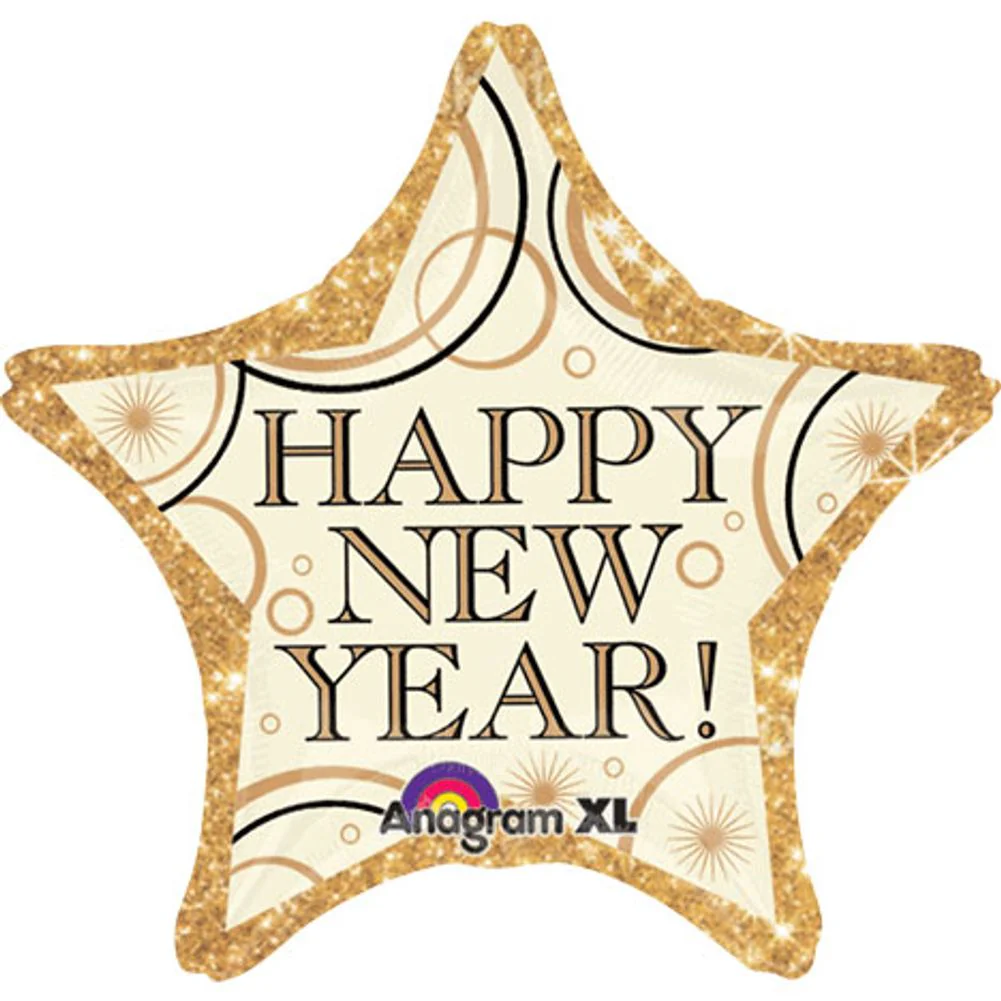 19" New Year Gold Star Shape Foil Balloon