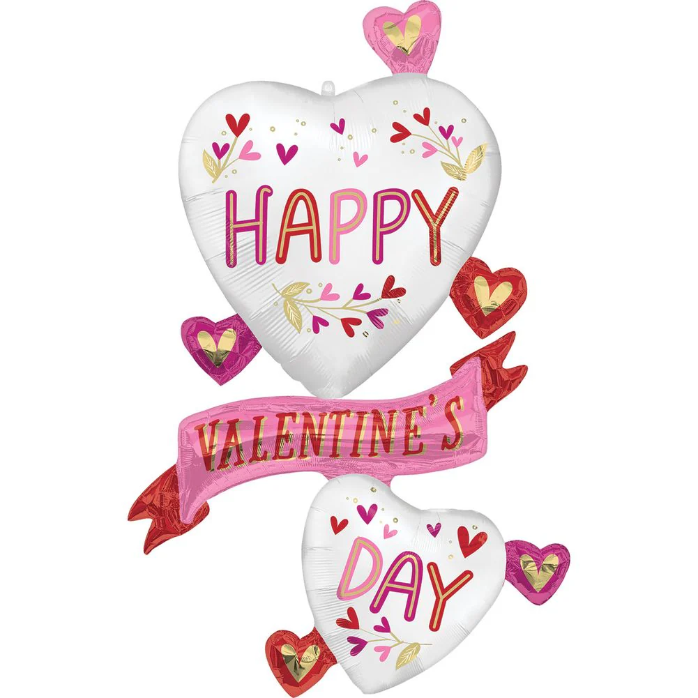24" Valentine Satin Botanical Traces Giant Multi-balloon Foil Balloon (1ct)