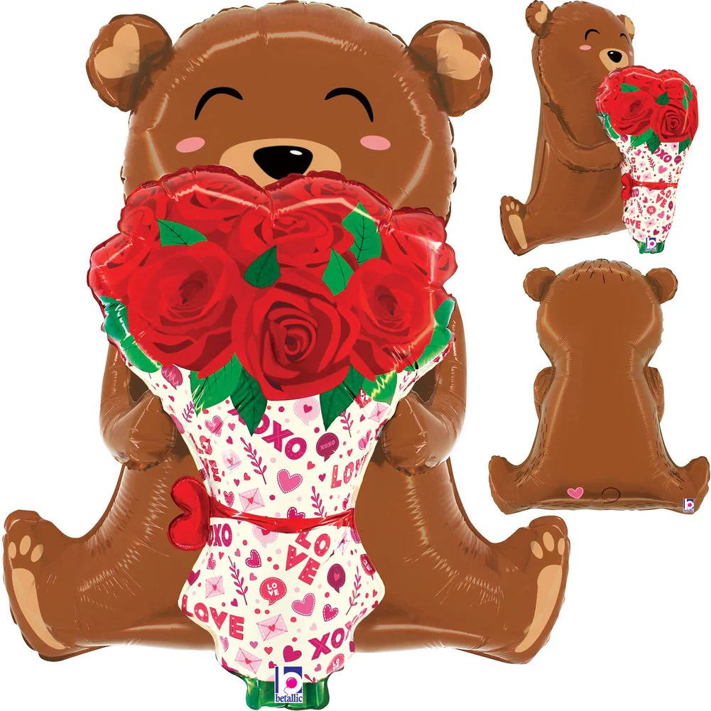 25" Rose Bouquet Bear Foil Balloon (1ct)