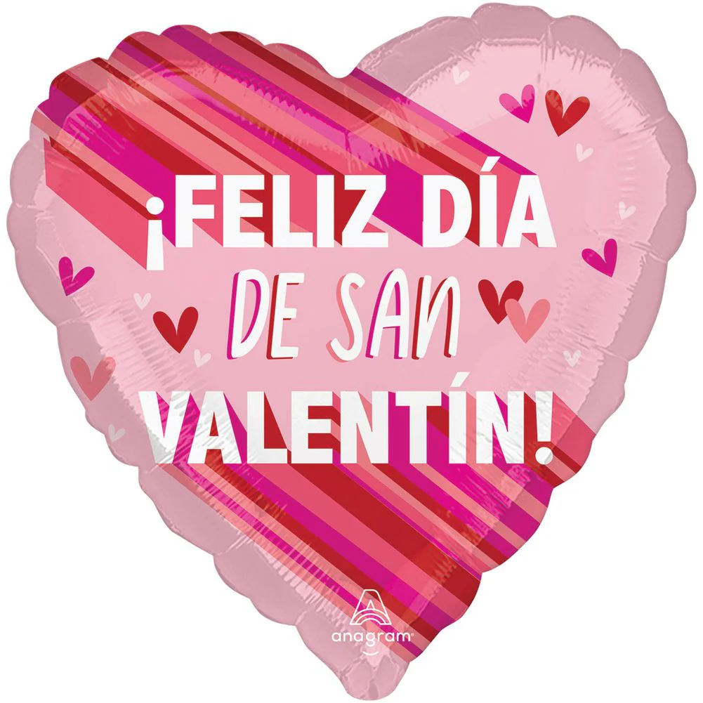 28" Feliz Dia De San Valentin Stripes Jumbo Foil Balloon (1ct)