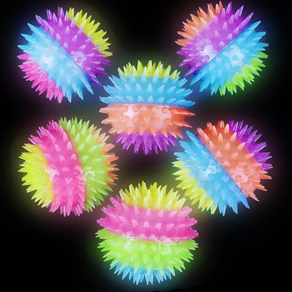 3" Light-up Rainbow Spiky Ball (12ct)