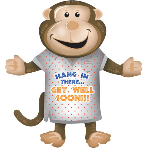 33.5" Get Well Monkey Helium Shape