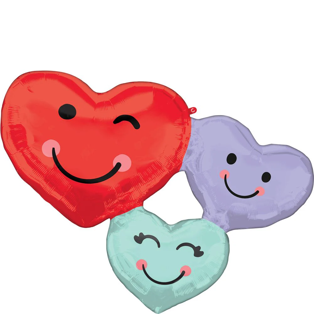 33" Cute Heart Trio Super Shape Foil Balloon (1ct)