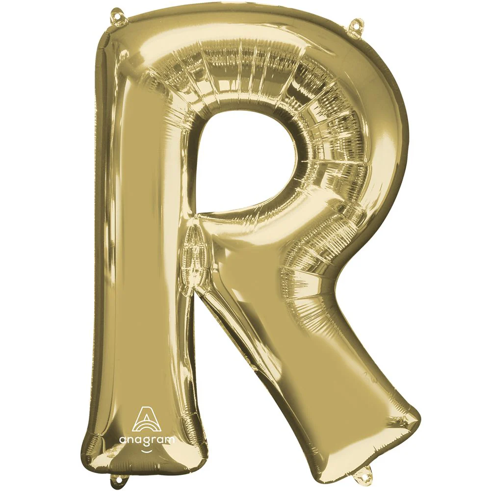 34" Letter R White Gold Foil Balloon (1ct)