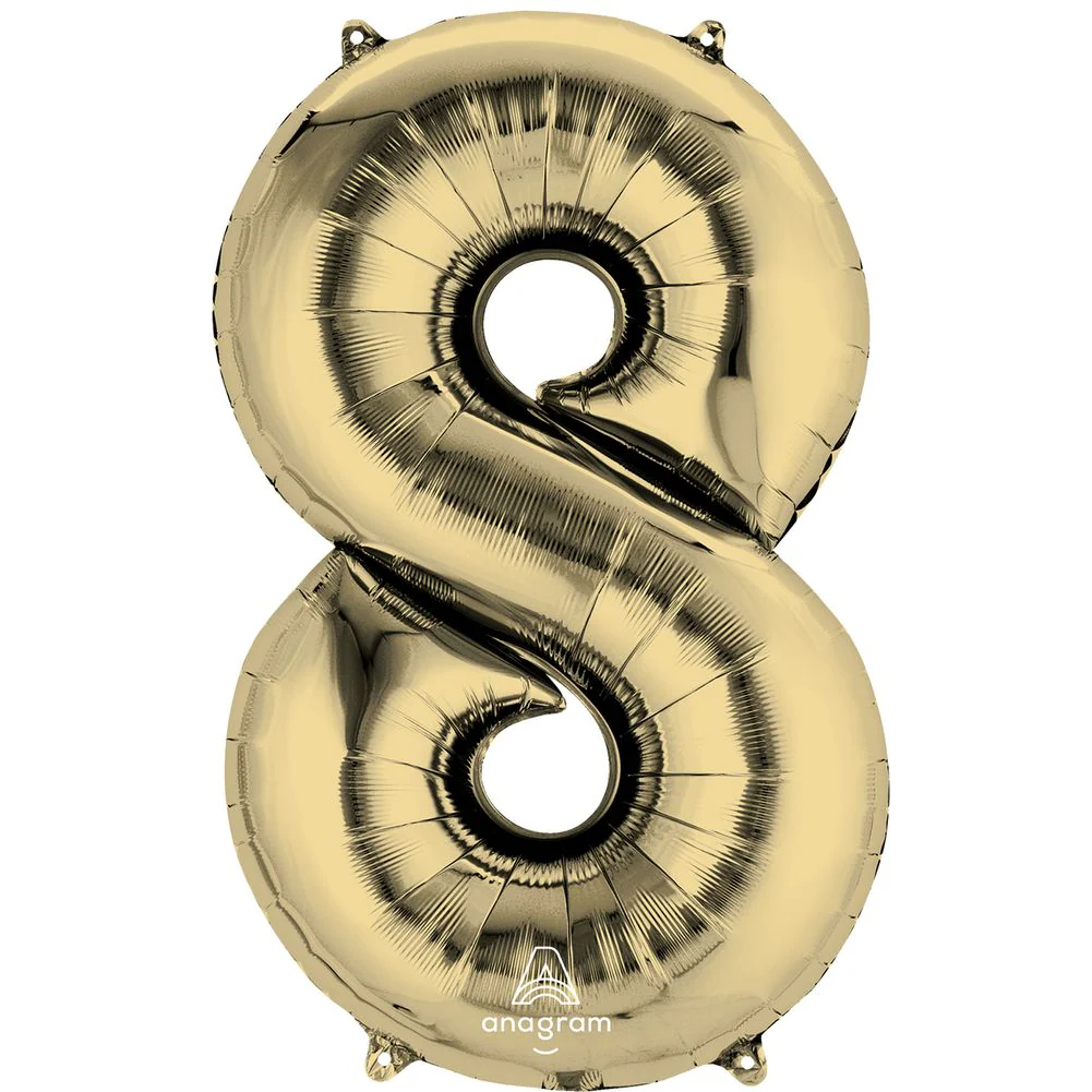 34" Number 8 White Gold Foil Balloon (1ct)