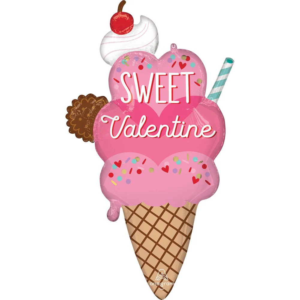 39" Sweet On You Ice Cream Cone Super Shape Foil Balloon (1ct)