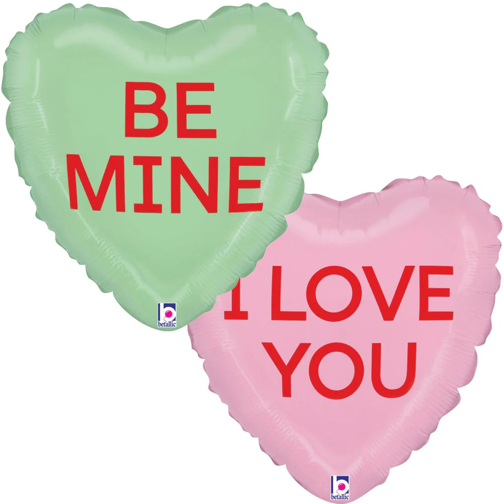 9" Conversation Heart Pink & Green Mini Foil Balloon (1ct)