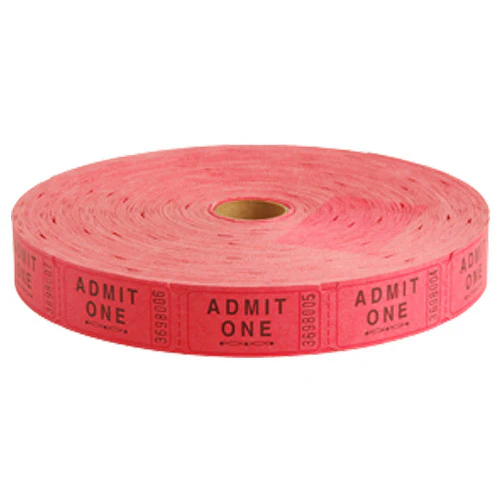 Admit One Red Raffle Tickets
