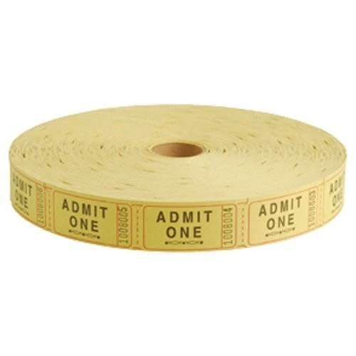 Admit One Yellow Raffle Tickets