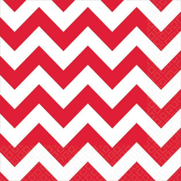 Apple Red Chevron Beverage Napkins (16ct)