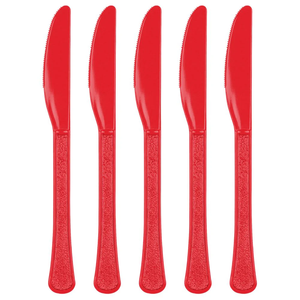 Apple Red Midweight Plastic Knives (20ct)