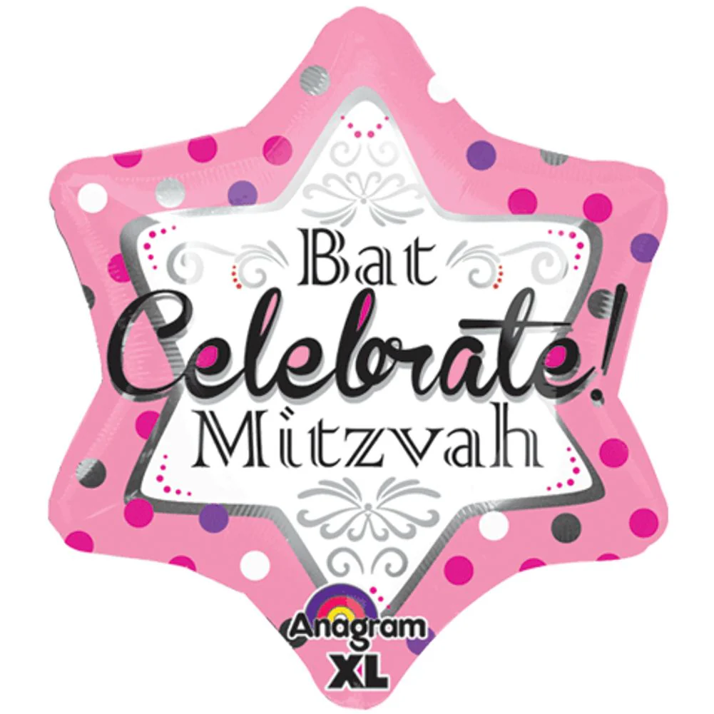 Bat Mitzvah Pink Junion Star Shape 18" Foil Balloon