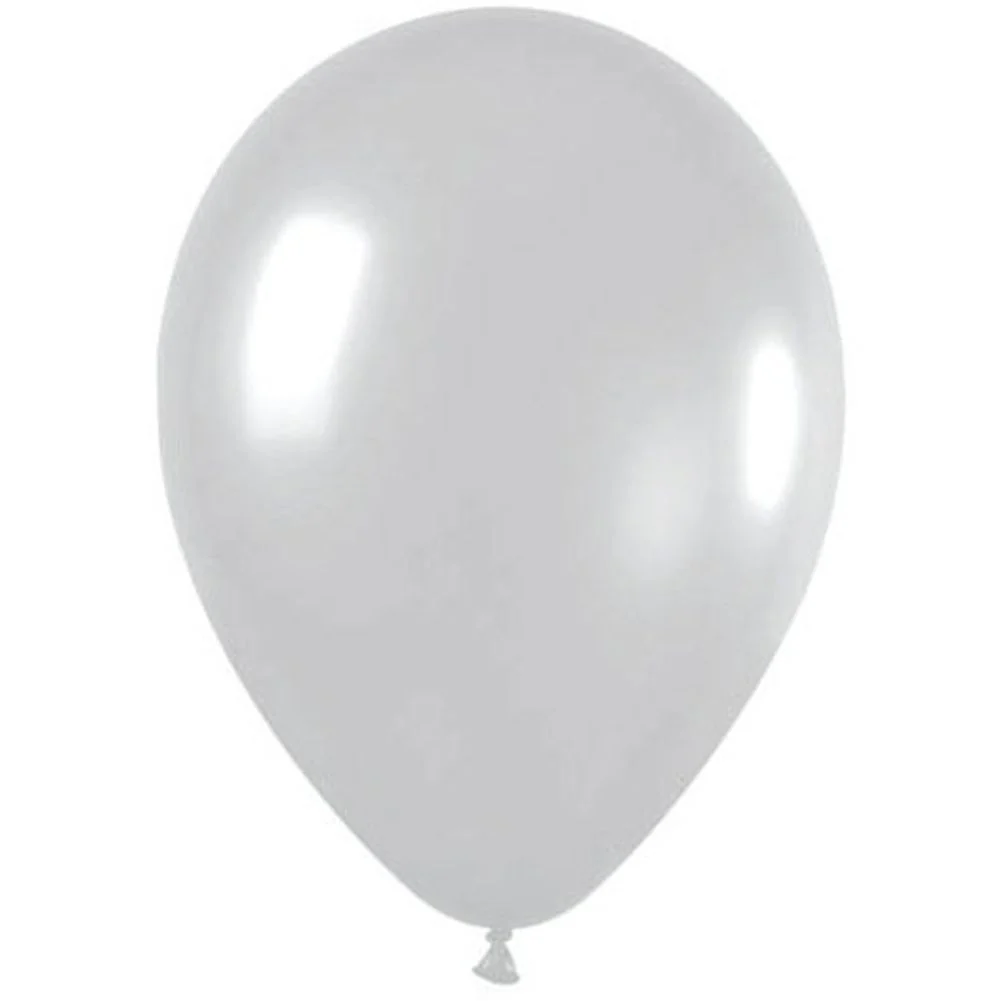 Sempertex 5" Metallic Silver Latex Balloons (100ct) - Image 2