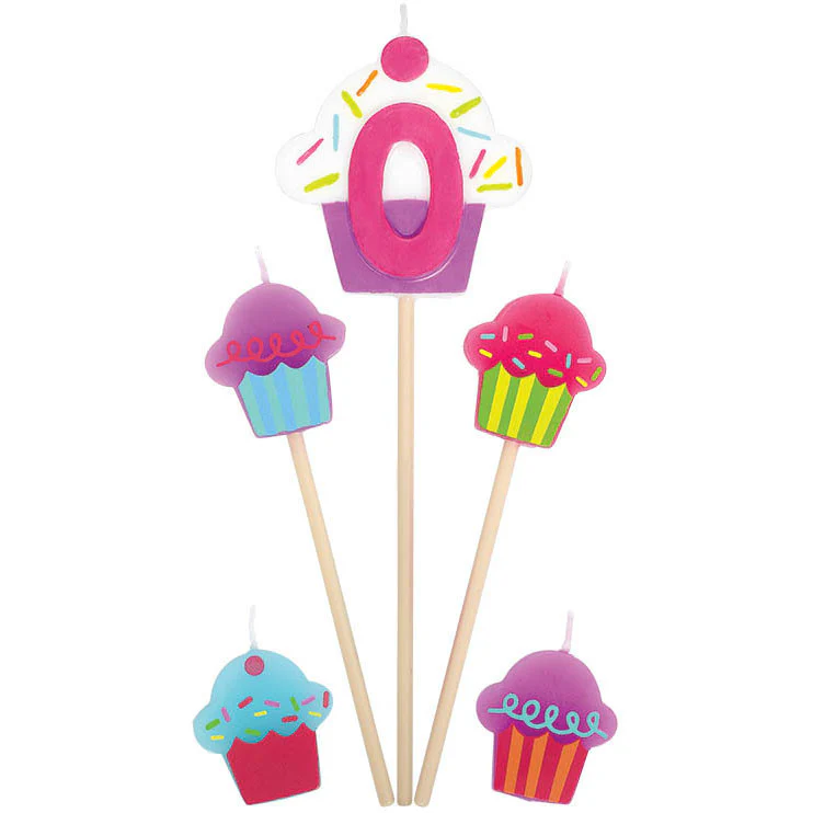 "0" Birthday Cupcake Pick Candles