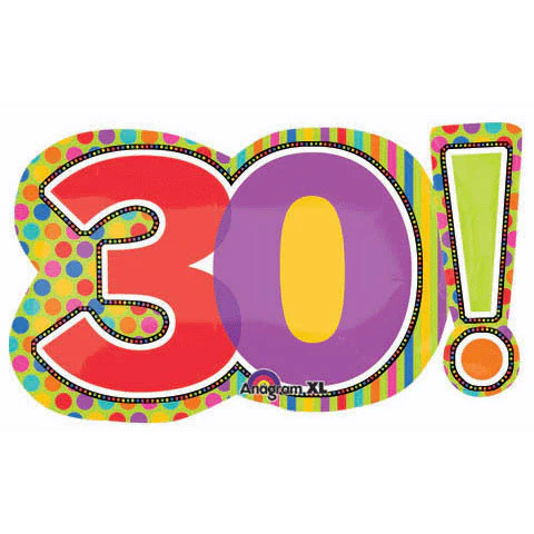 Birthday Dots & Stripes 30 Super Shape