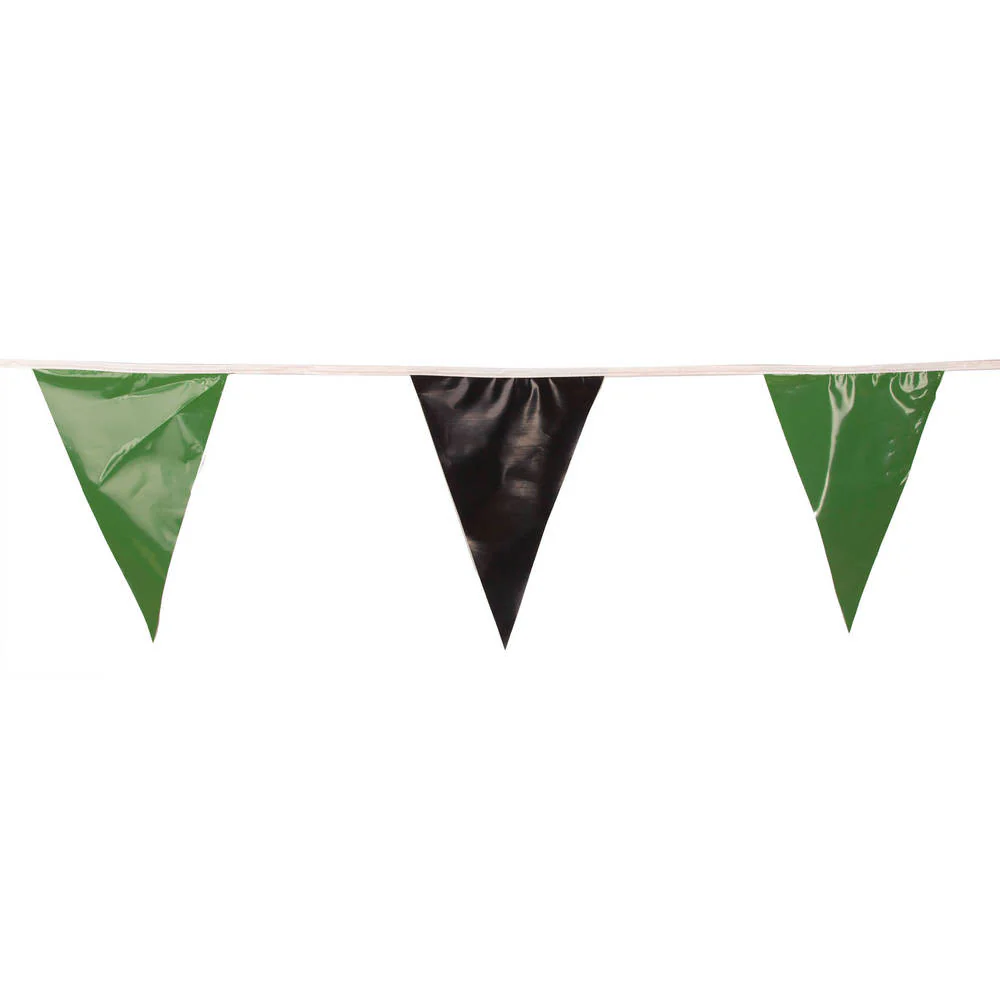 Black and Green Triangle Pennant Flag 100 Ft.