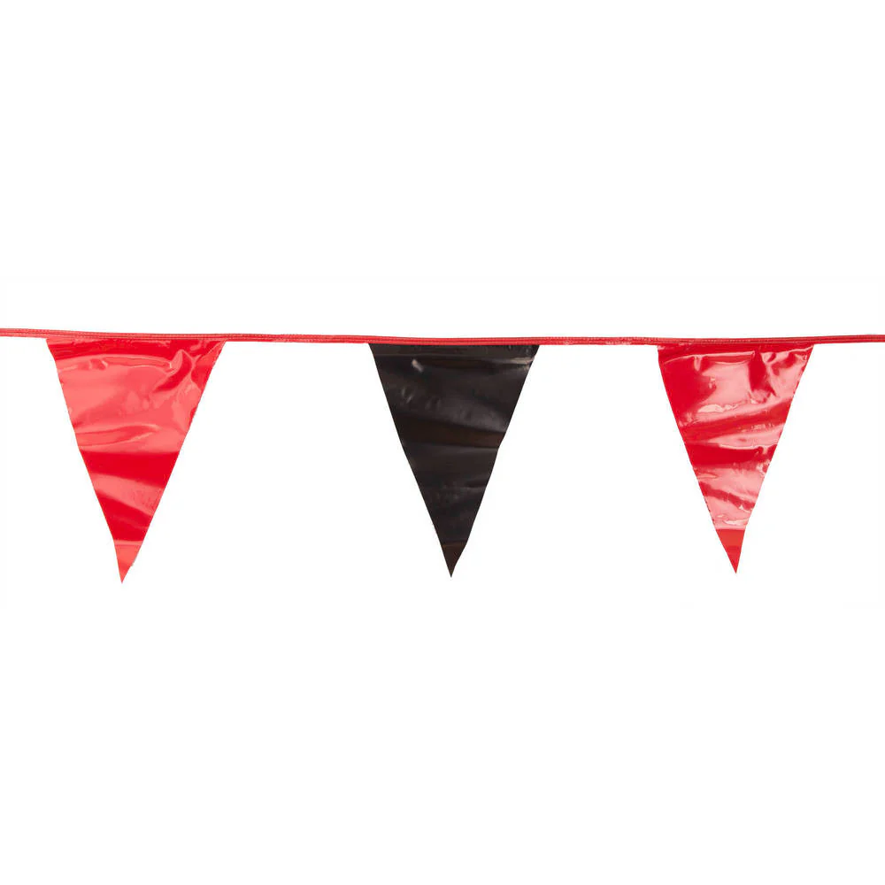 Black and Red Triangle Pennant Flag 100 Ft.