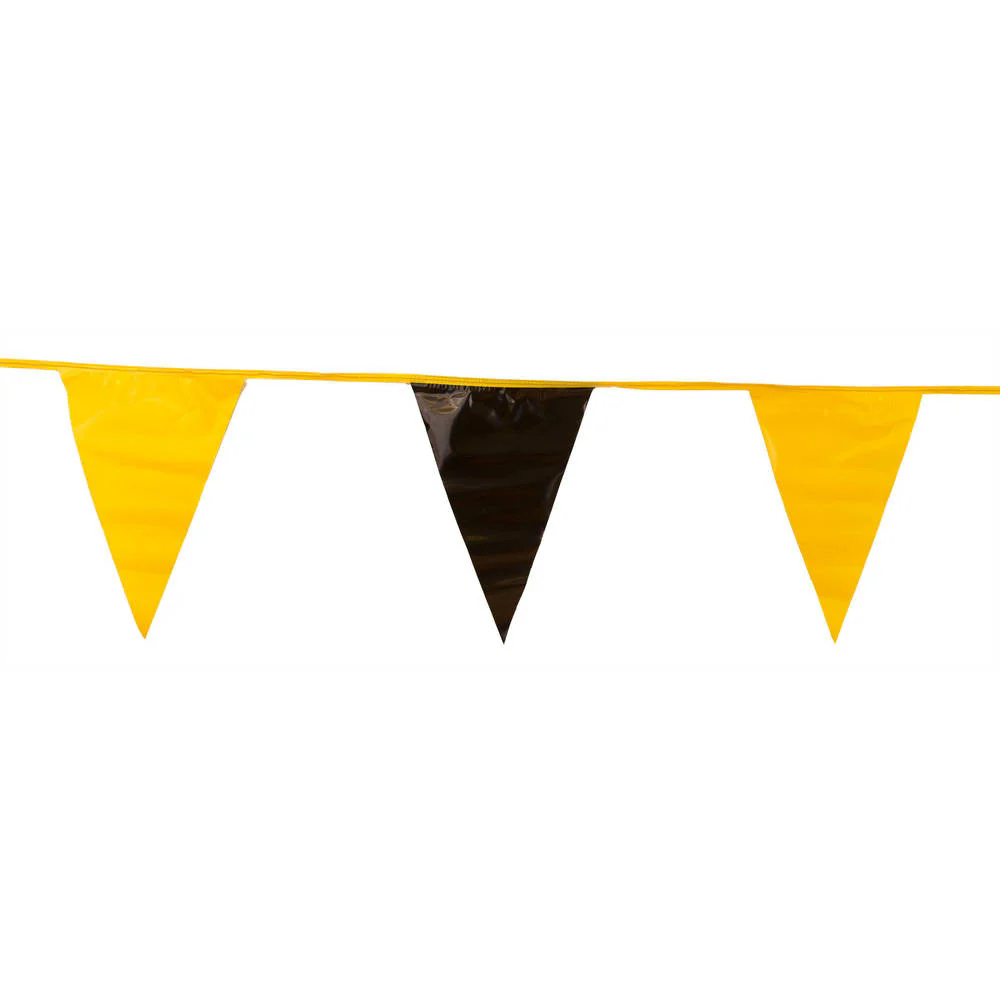 Black and Yellow Triangle Pennant Flag 100 Ft.