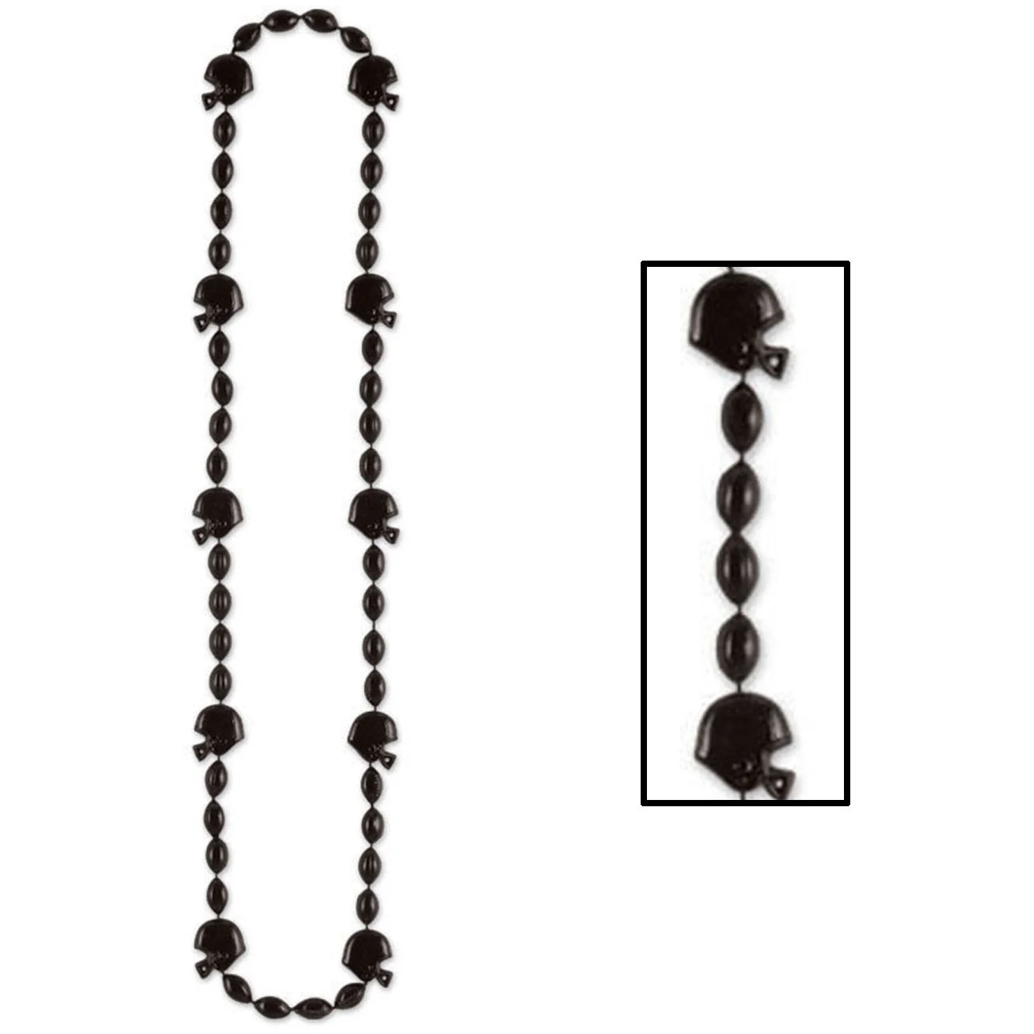 Black Beaded Necklace with Helmets