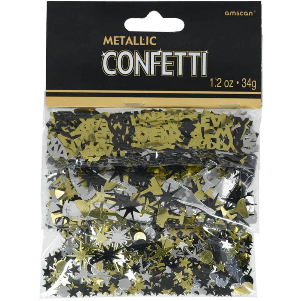Black Gold Silver New Year's Confetti