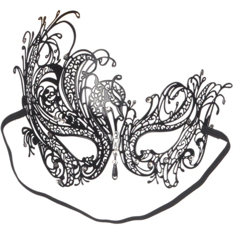 Black Metallic Mask with Swirls