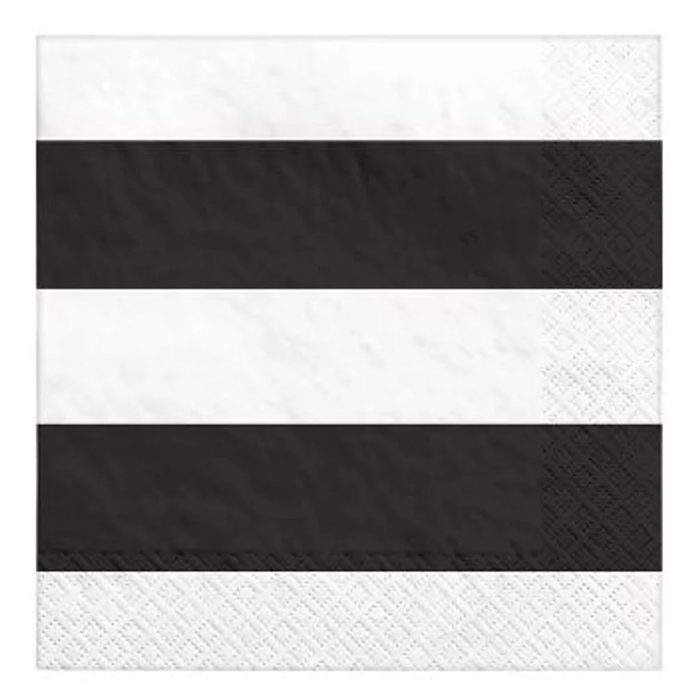 Black Striped Beverage Napkins, 16ct
