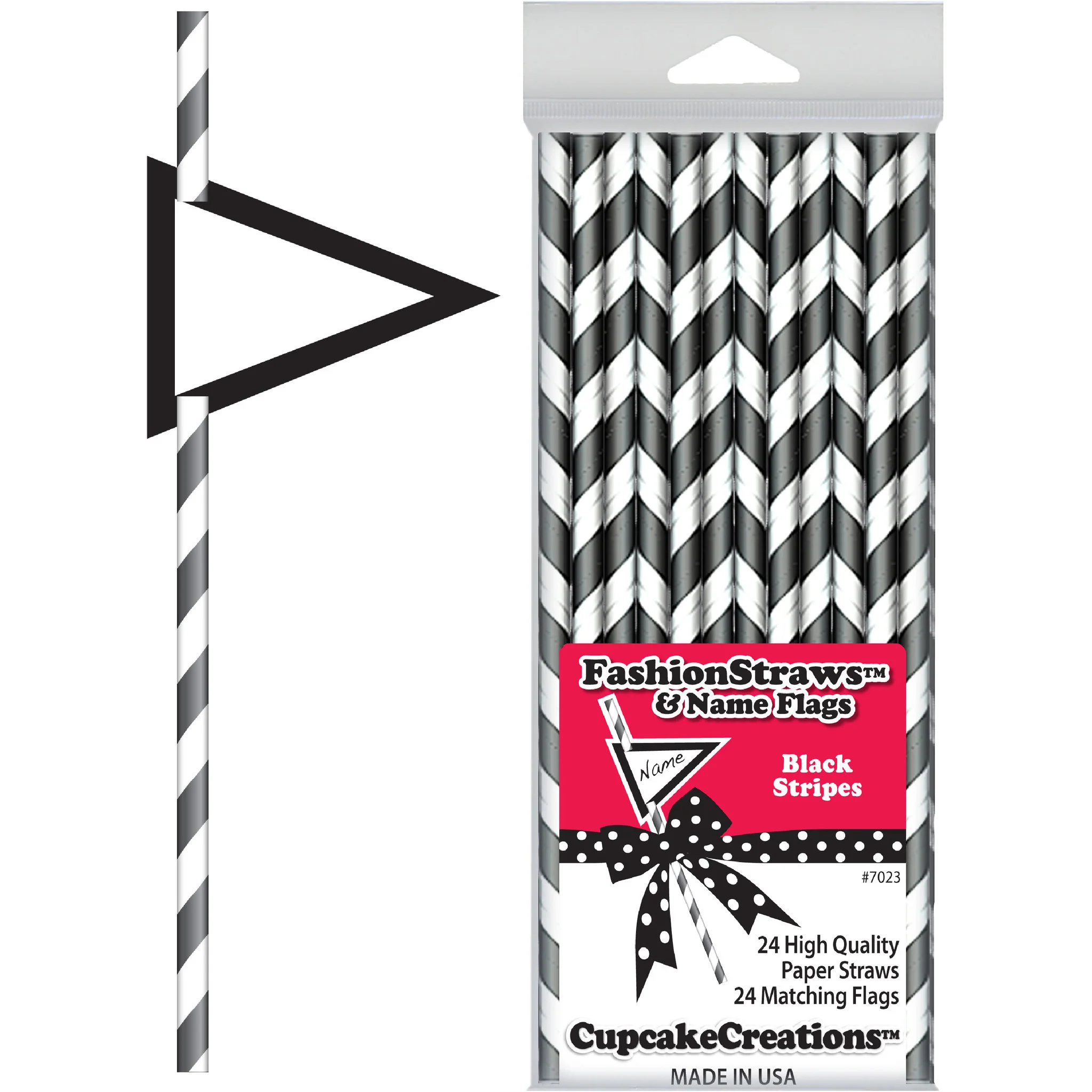 Black Striped Paper Straws